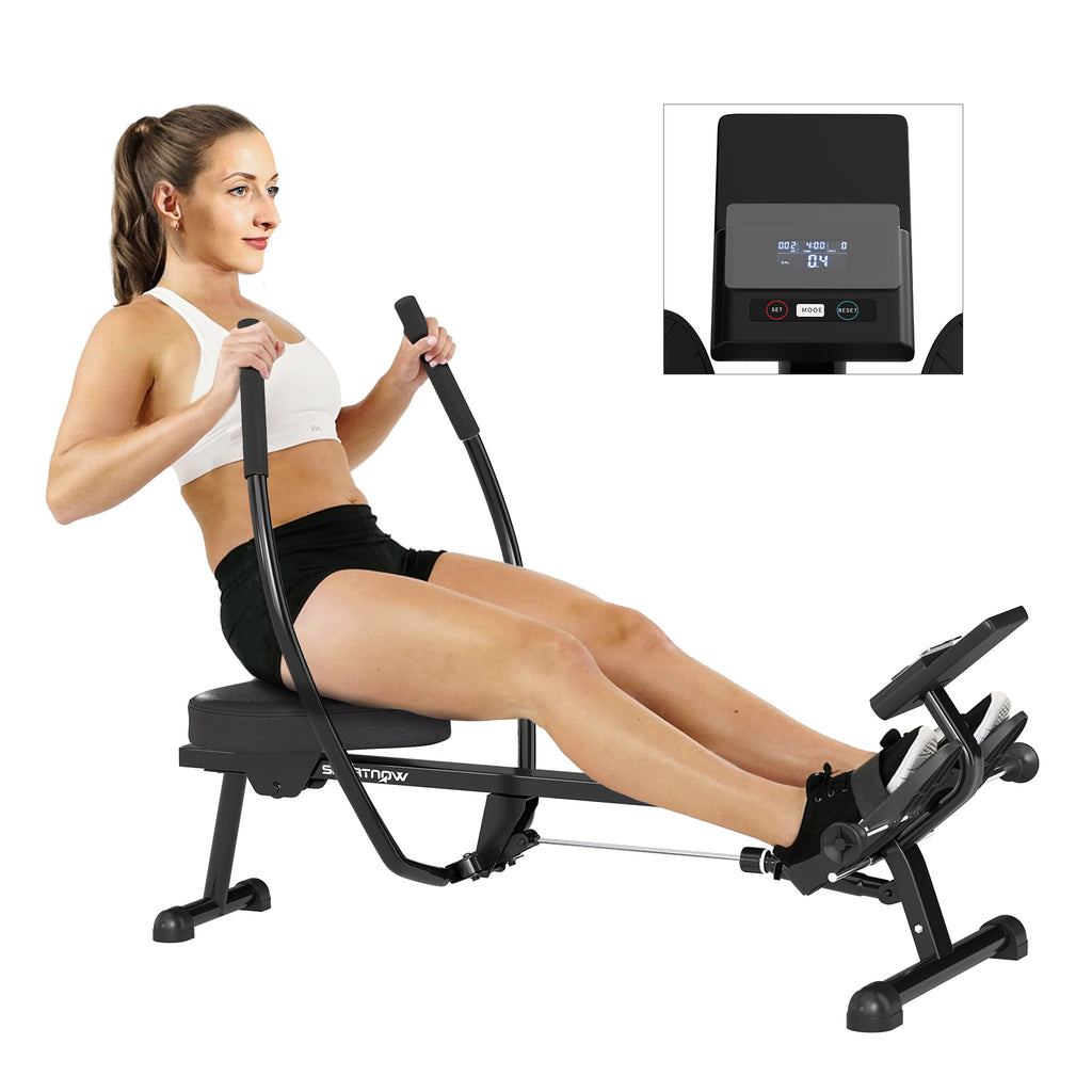 SPORTNOW Rudergerät mit 12 Stufen hydraulischem Widerstand, LCD-Bildschirm für Cardio-Training zu Hause, maximale Belastung 130 kg, Schwarz