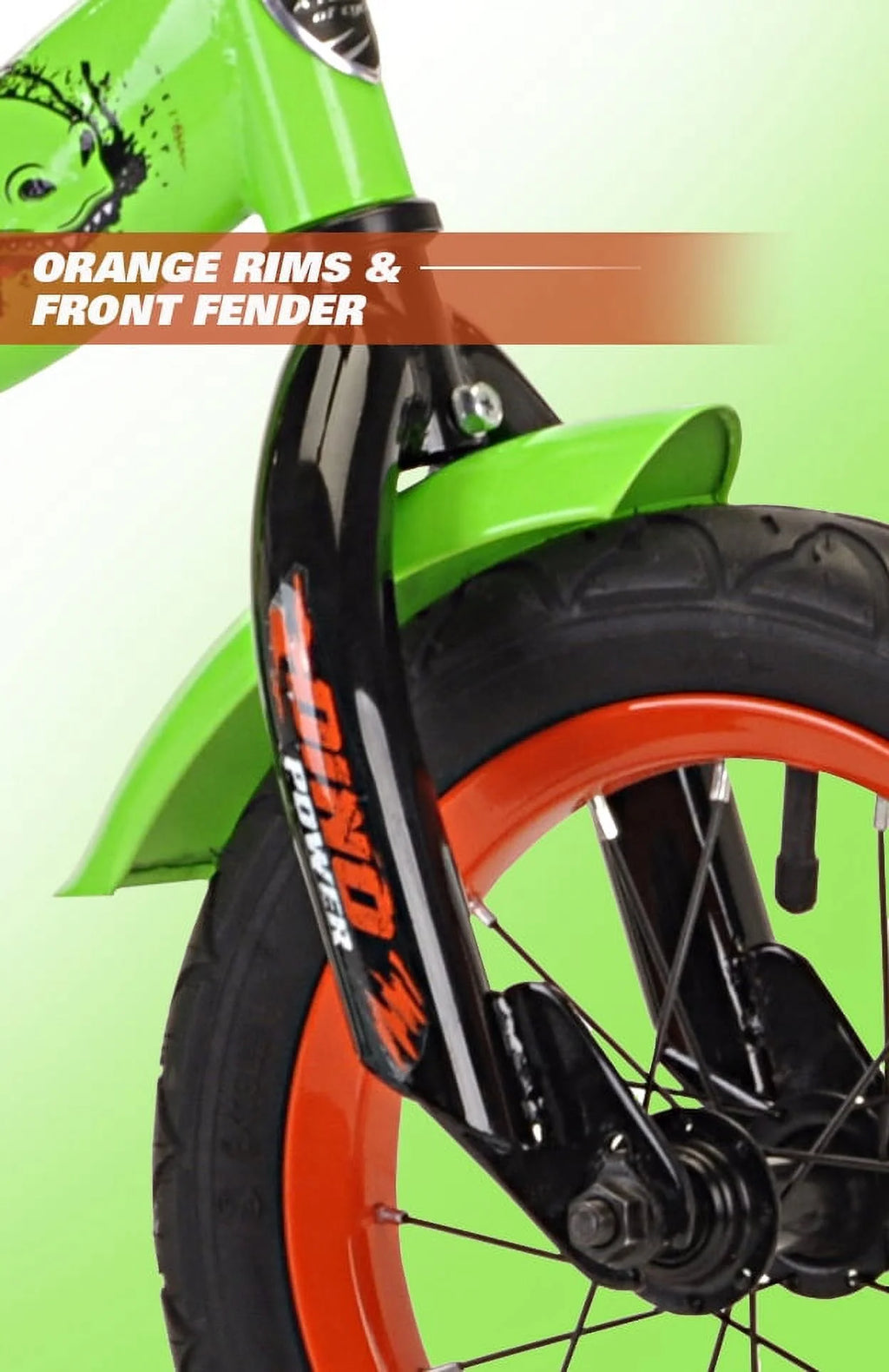 12" Kent Dino Power Training Wheel Bicycle, Fits Rider 2' - 3'2", Green, Toddler/Child, Unisex