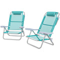 Outsunny Set aus 2 klappbaren Gartenstühlen tragbarer Angelsessel Campingstuhl mit verstellbarer Kopfstütze und 6-fach verstellbarer Rückenlehne