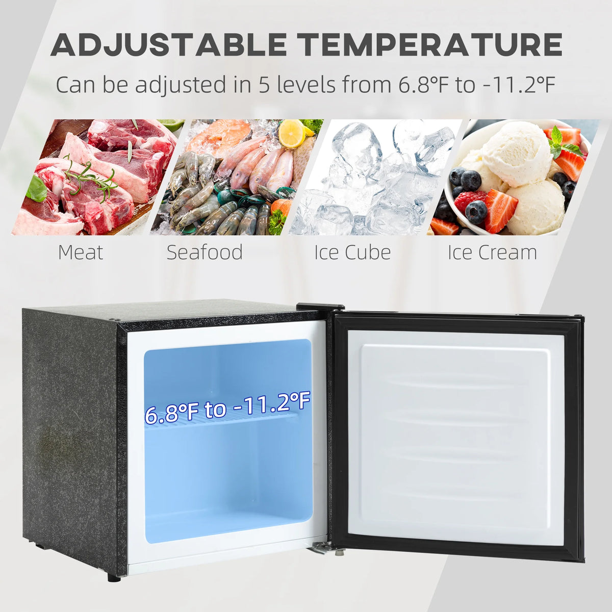 Mini Freezer Countertop, 1.1 Cu.ft Compact Upright Freezer with Removable Shelves, Reversible Door for Home, Dorm, Apartment and Office, Gray