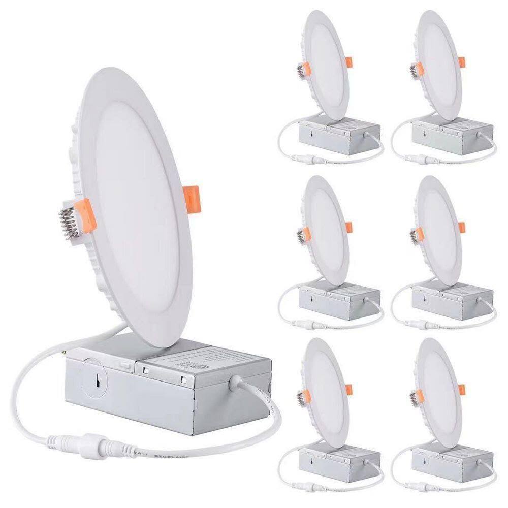 6 in. Canless Ultra-Thin 12-Watt CCT 3000K Remodel Integrated LED Recessed Light Kit (6-pack)
