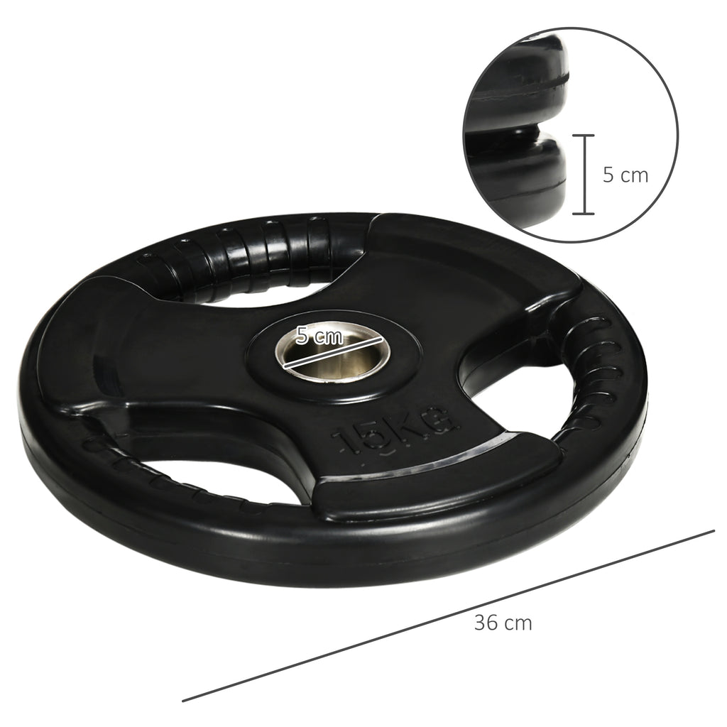 SPORTNOW Hantelscheibe, 2er-Set, 15 kg pro Scheibe, drei Griffe, bodenschonender Gummimantel, Metall