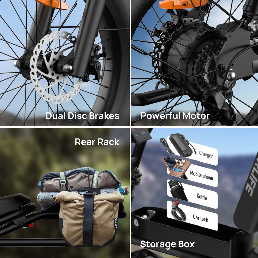 URLIFE 1500W Electric Bike for Adults, 20"4.0 Fat Tire Ebike, 48V 15.6ah Removable Battery, 7 - Speed E - Mountain Bikes, All - Terrain Off - Road Electric Bicycle, UL2849 Certified(Black)