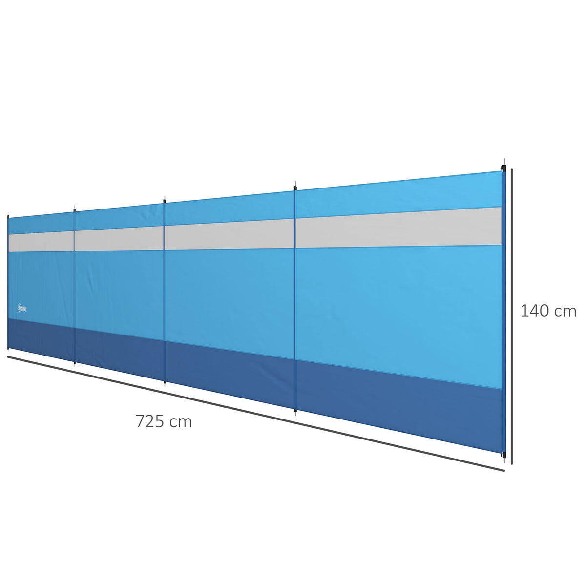 Outsunny Windschutz mit Sichtfenster und Tragetasche, Stahlstangen, 725x140cm, Blau