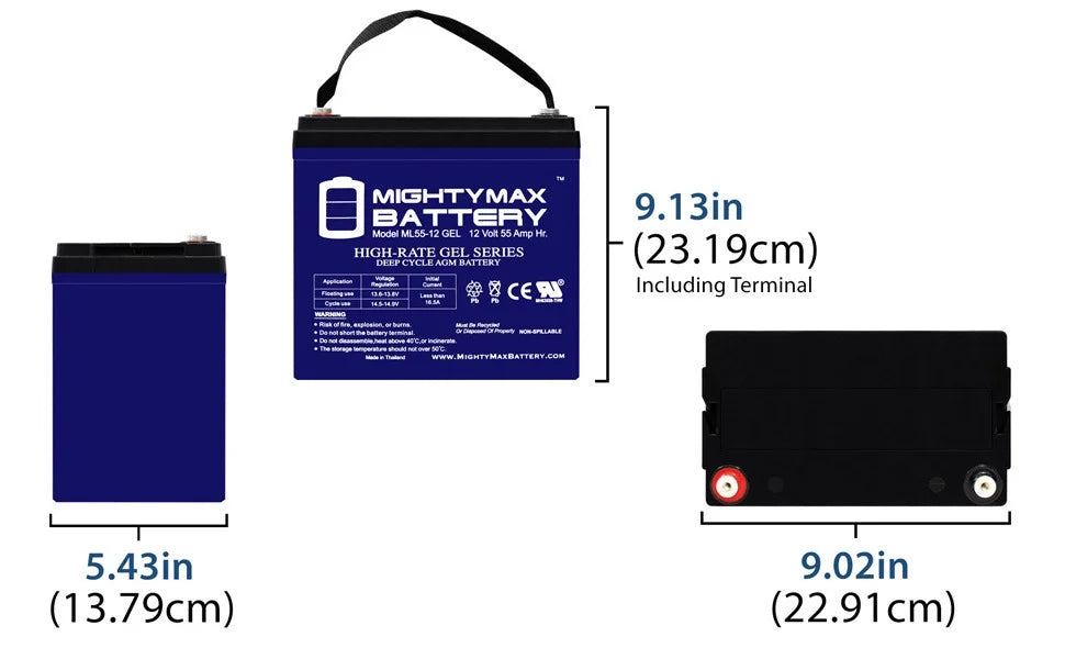 ML35 - 12 GEL - 12 Volt 35 AH, GEL Type, Internal Thread (INT) Terminal, Rechargeable AGM Battery