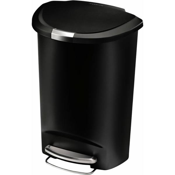 simplehuman Black Plastic Semi-Round Step Trash Can - 1 ct