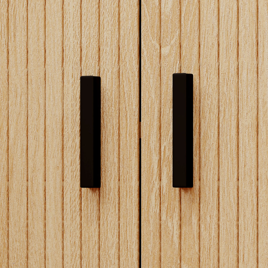 HOMCOM Set 2 Nachttische im skandinavischen Stil mit 2-stufigem Regal aus Holz und Stahl, 48x40x48 cm, Schwarz und Eiche