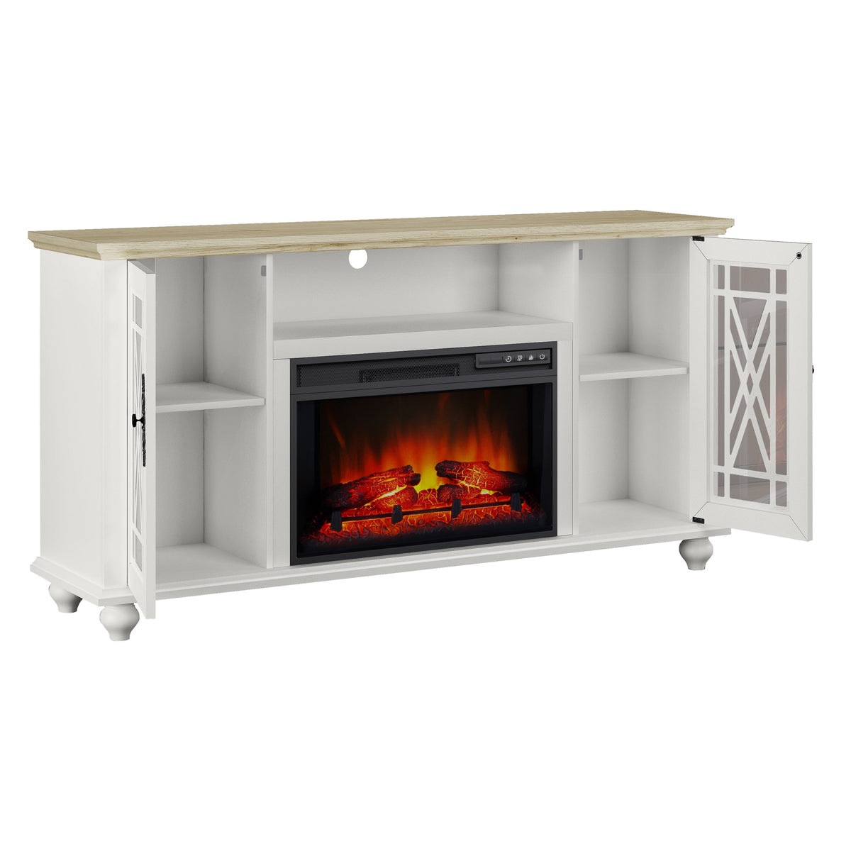 FESTIVO Elegant 61" TV Stand with Fireplace - Green
