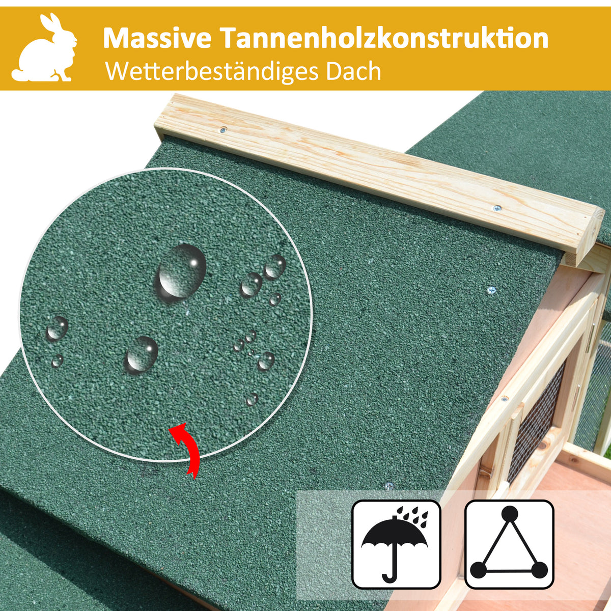 Pawhut Kleintierstall mit 2 Freiluftgehegen Tannenholz Grau + Schwarz