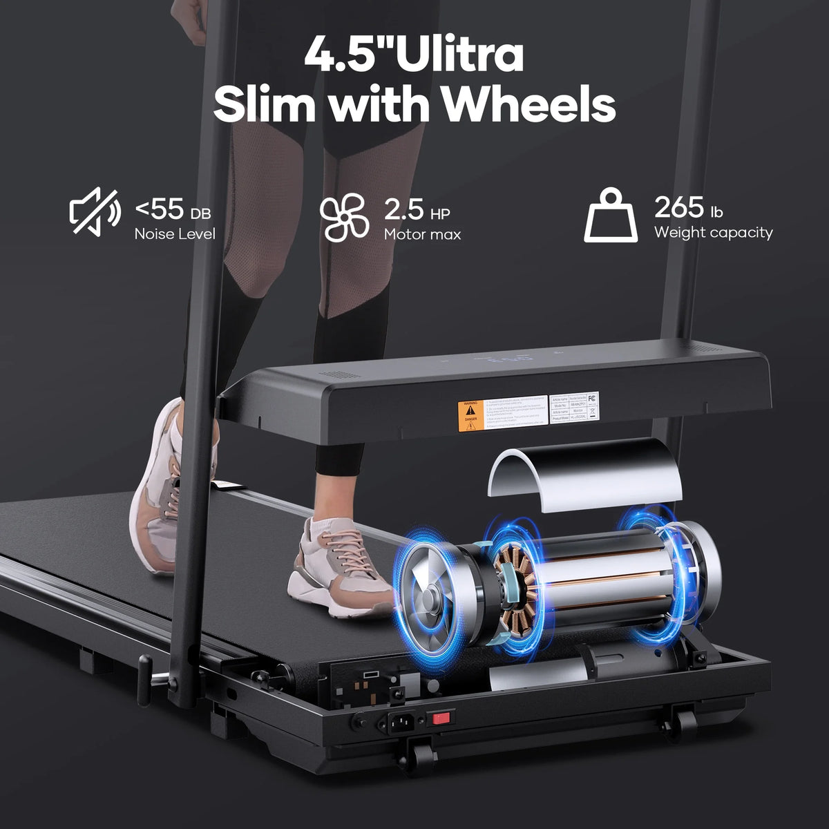 Naipo Treadmill Foldable 2 in 1 Walking Pad Compact Electric Running Remote Control for Home Fitness