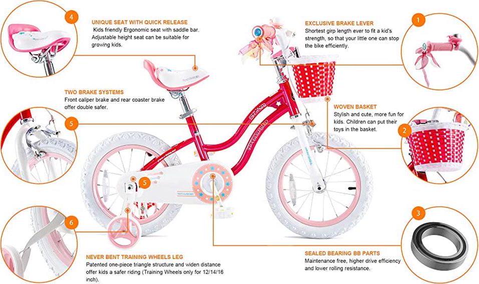 Royalbaby Girls Kids Bike Stargirl 18 In. Bicycle Basket Kickstand Blue Child - S Cycle