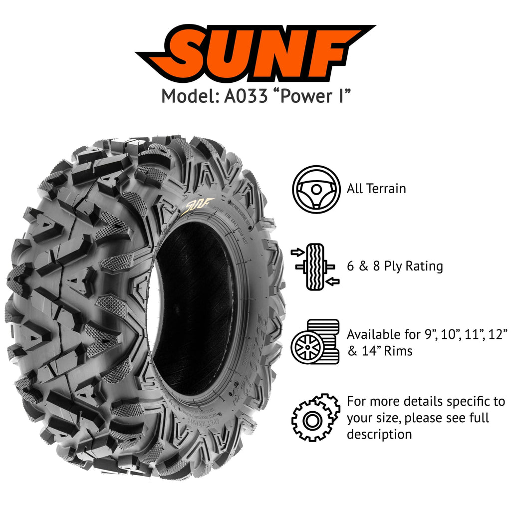 Sunf All-Terrain ATV UTV Tires 25x10 - 12 25x10x12 6 PR A033 (Pair of 2)