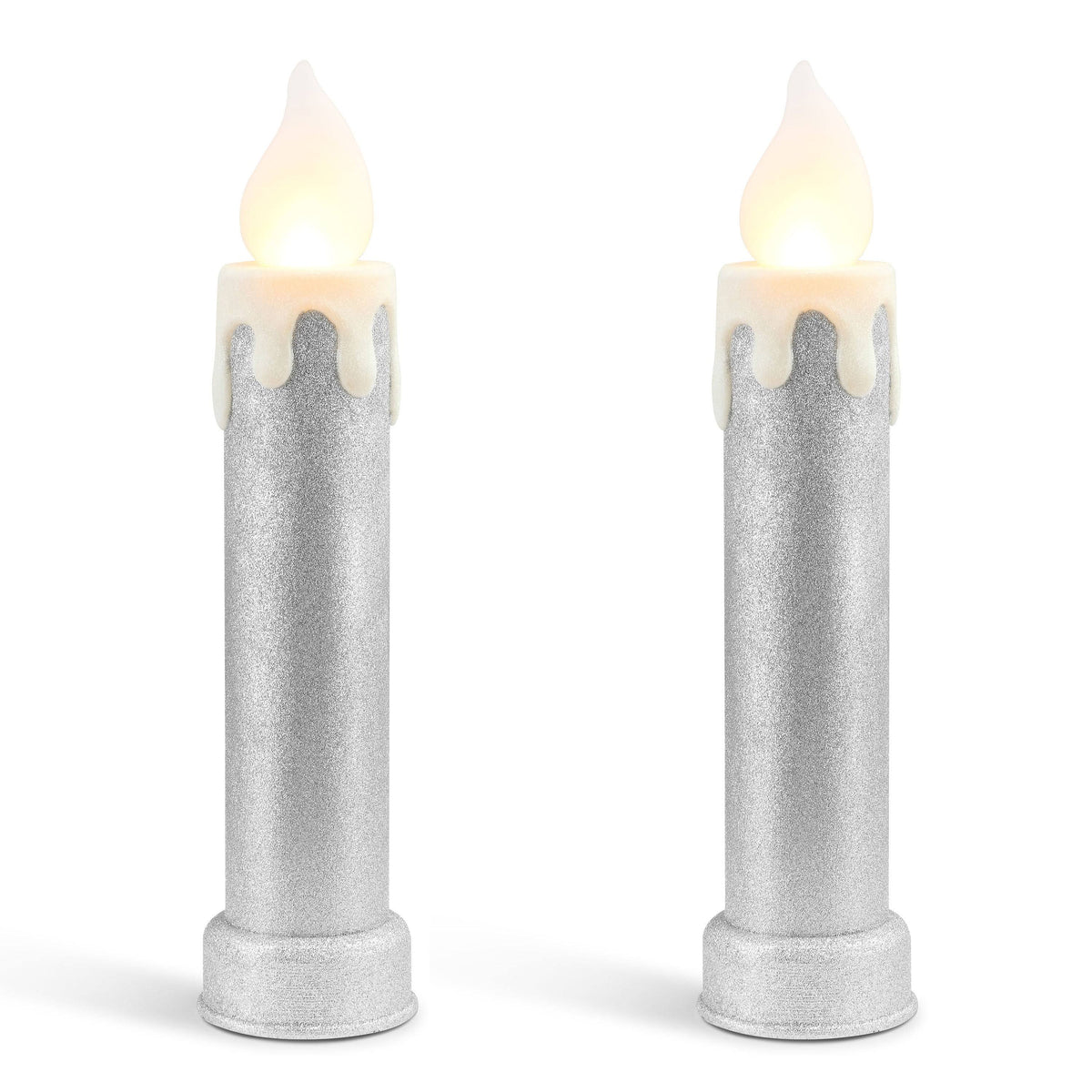 Mr. Christmas 24 inch Set of 2 Blow Mold Candles - Silver