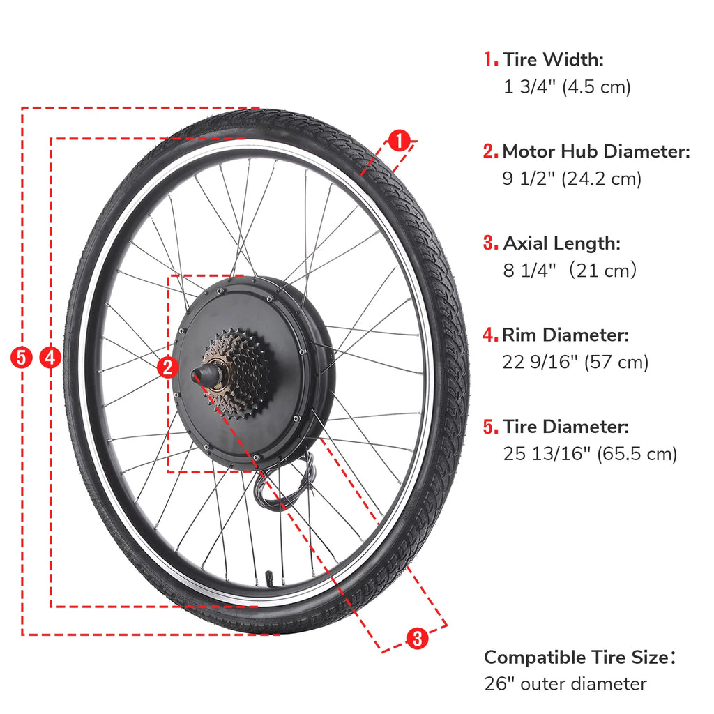Yescom Electric Bike Conversion Kit 48V 1000W 26" Front Wheel E - Bike Conversion Kit Dual Mode Controller