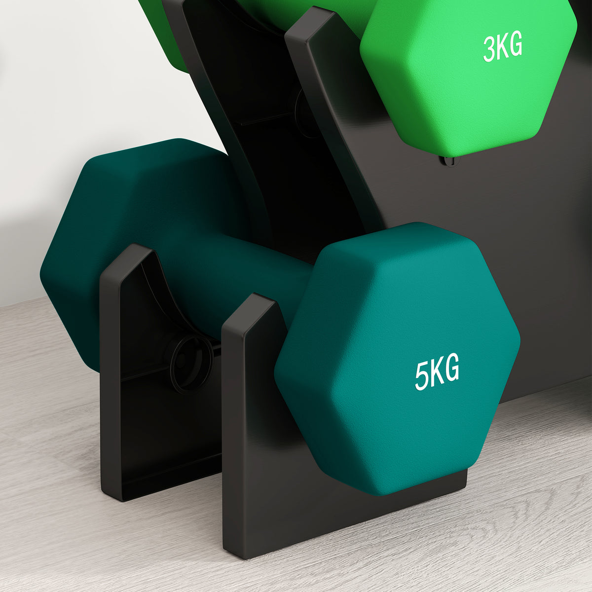 SPORTNOW Hantelset mit Aufbewahrungsgestell, Set mit 6 Hanteln für Fitness-Training, 2 x 1kg, 2 x 3kg, 2 x 5kg