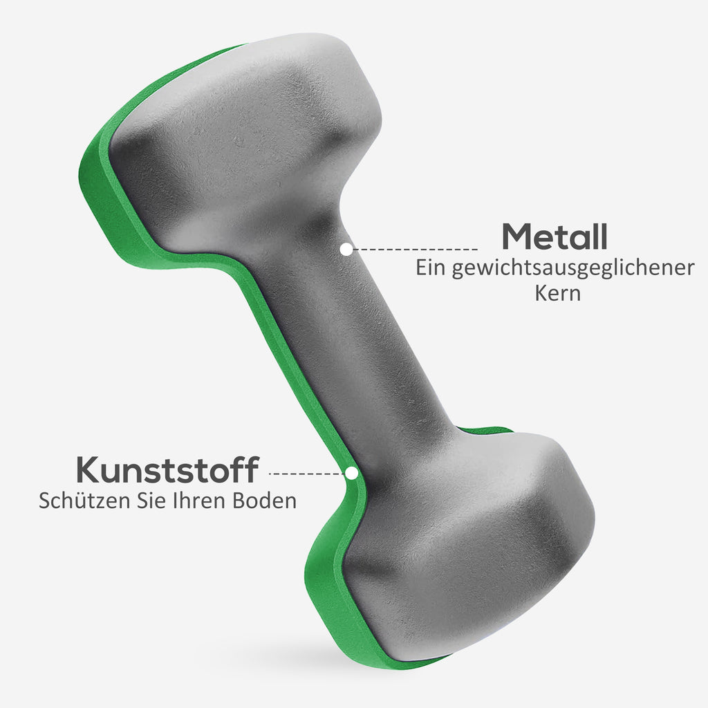 SPORTNOW Hantelset mit Aufbewahrungsgestell, Set mit 6 Hanteln für Fitness-Training, 2 x 1kg, 2 x 3kg, 2 x 5kg