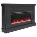 Novogratz Waverly Wide Mantel with Linear Electric Fireplace & Crystal Ember Bed, Black
