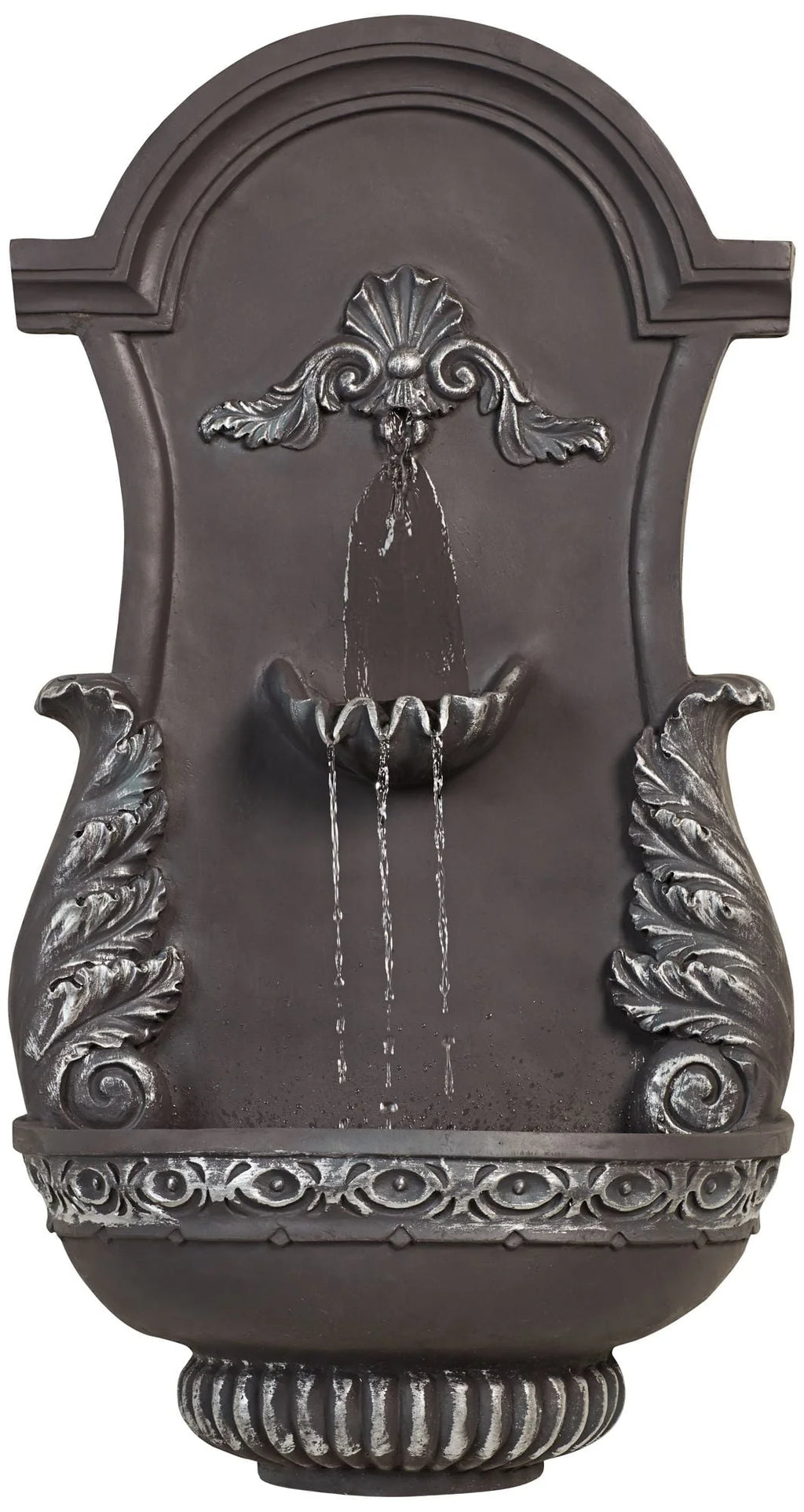 John Timberland Tivoli Grey Ornate Rustic Outdoor 2 Tier Outdoor Wall Water Fountain 33" for Yard Backyard Garden Patio Home Deck Porch House Exterior