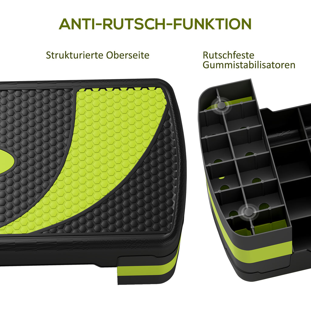 HOMCOM Aerobic-Stepper, höhenverstellbar, für Indoor und Outdoor, Belastbarkeit bis 150 kg, 80 x 31 x 10-20 cm, Grün