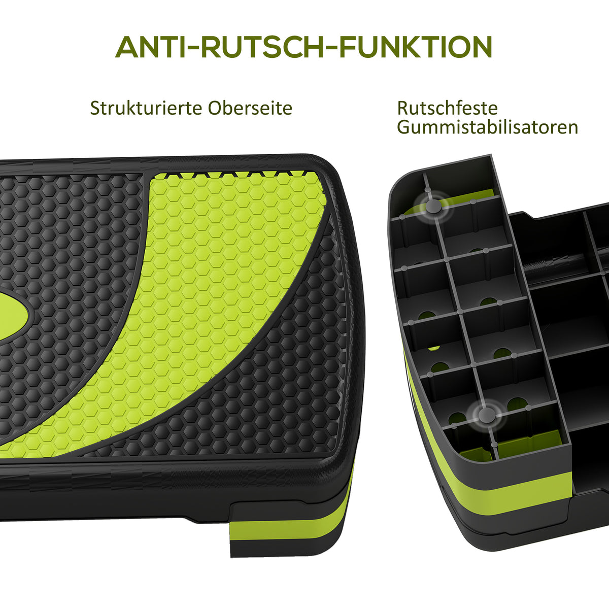 HOMCOM Aerobic-Stepper, höhenverstellbar, für Indoor und Outdoor, Belastbarkeit bis 150 kg, 80 x 31 x 10-20 cm, Grün