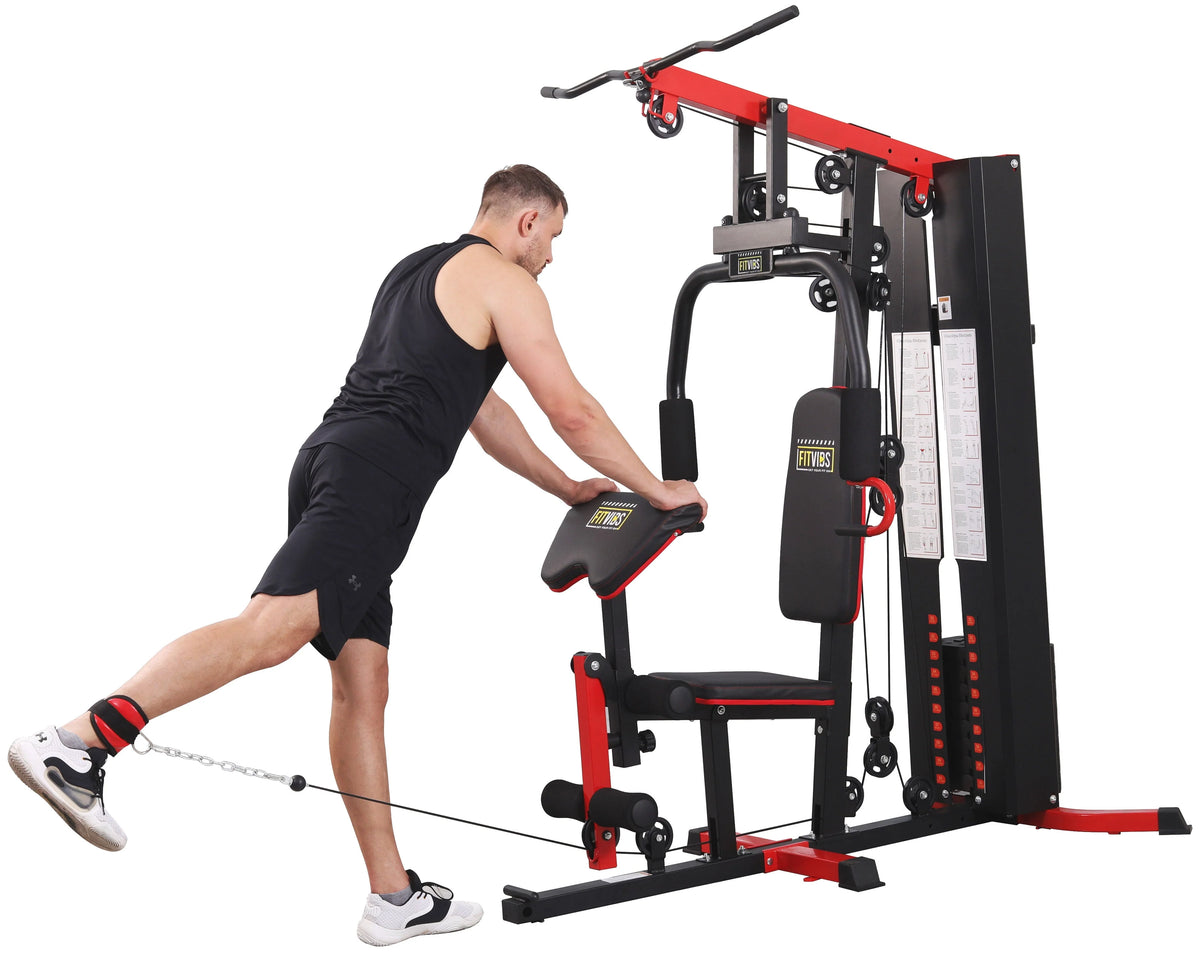 Fitvids LX750 Home Gym System Workout Station with 330 lb of Resistance, 122.5 lb Weight Stack, One Station, Comes with Installation Instruction Video, Ships in 5 Boxes