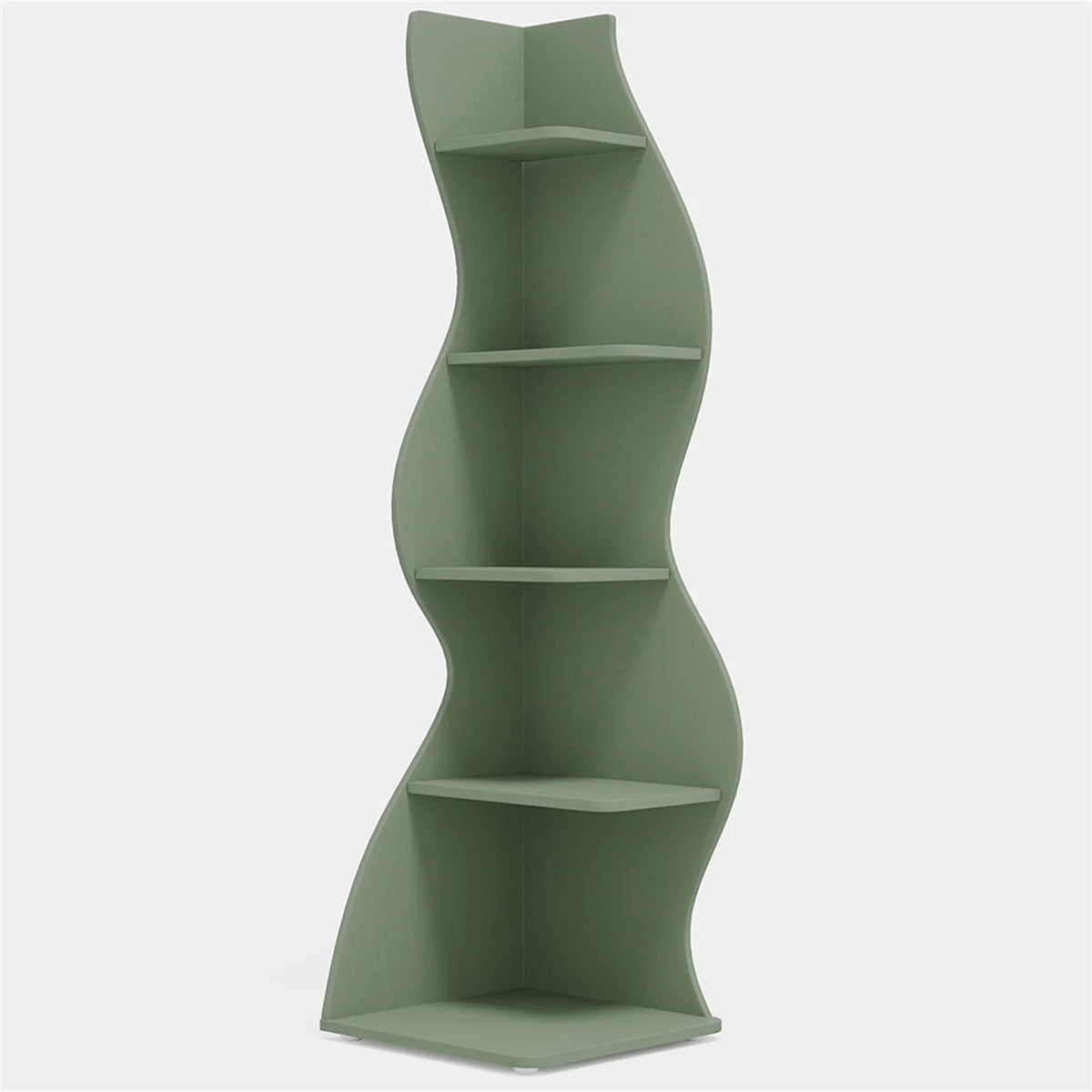 Finihen 5 - Tier Corner Bookcase, Wood Bookshelf Storage Organizer, 70" Tall Display Standing Shelf Unit for Bedroom, Living Room, Green