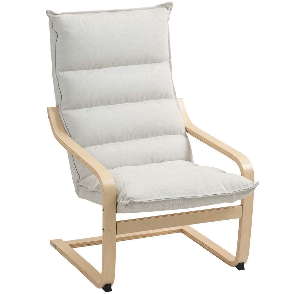 HOMCOM Loungesessel moderner Freizeitsessel Schlafzimmersessel mit gebogenen Armlehnen, Kissen, 67 x 83 x 105 cm, creme