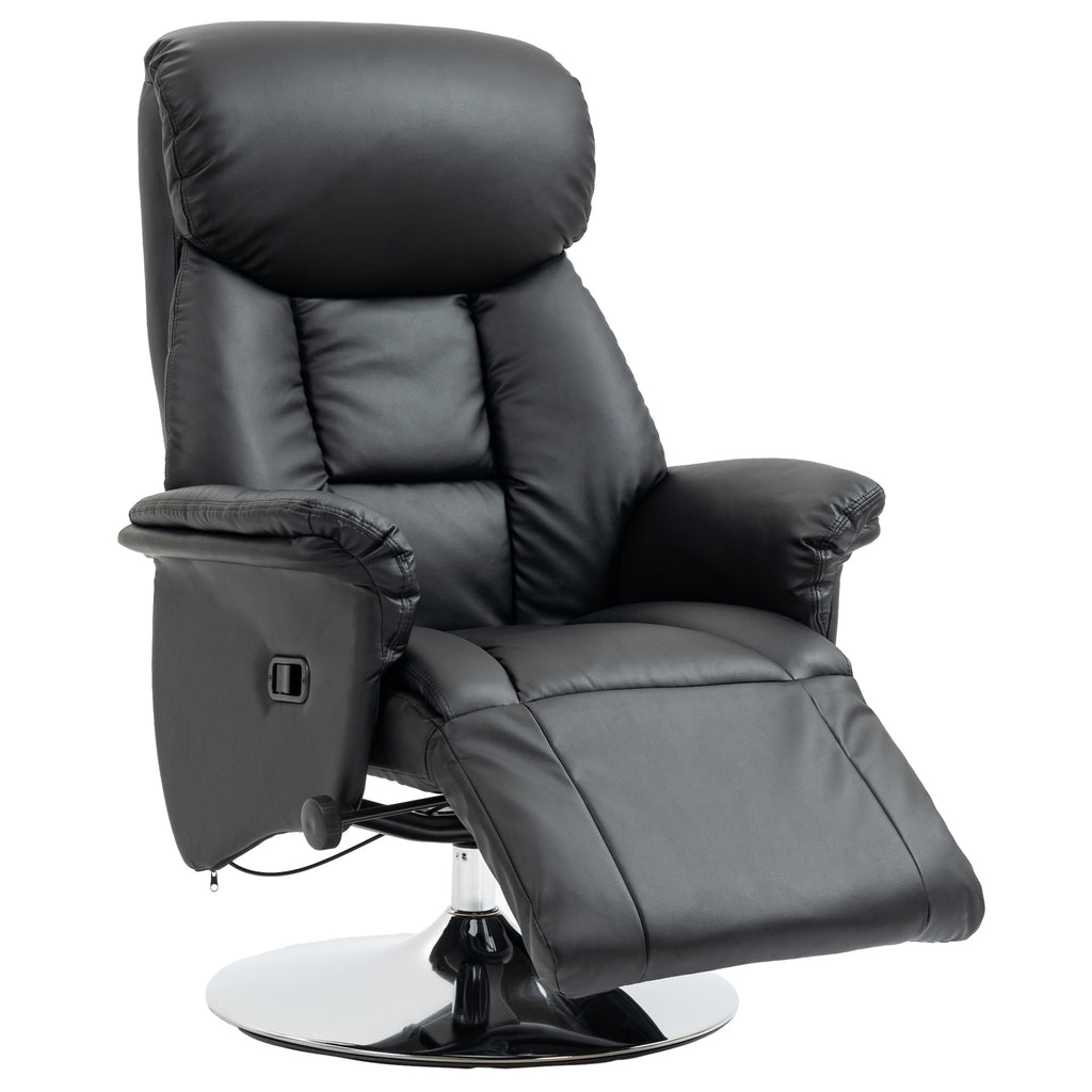 HOMCOM Relaxsessel, Liegefunktion, Lederoptik, Fußstütze, bis 150 kg, 78 x 80 x 109 cm, Schwarz