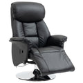 HOMCOM Relaxsessel, Liegefunktion, Lederoptik, Fußstütze, bis 150 kg, 78 x 80 x 109 cm, Schwarz