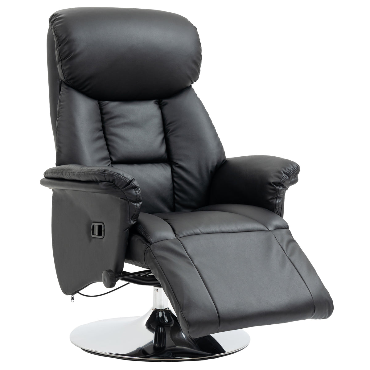 HOMCOM Relaxsessel, Liegefunktion, Lederoptik, Fußstütze, bis 150 kg, 78 x 80 x 109 cm, Schwarz