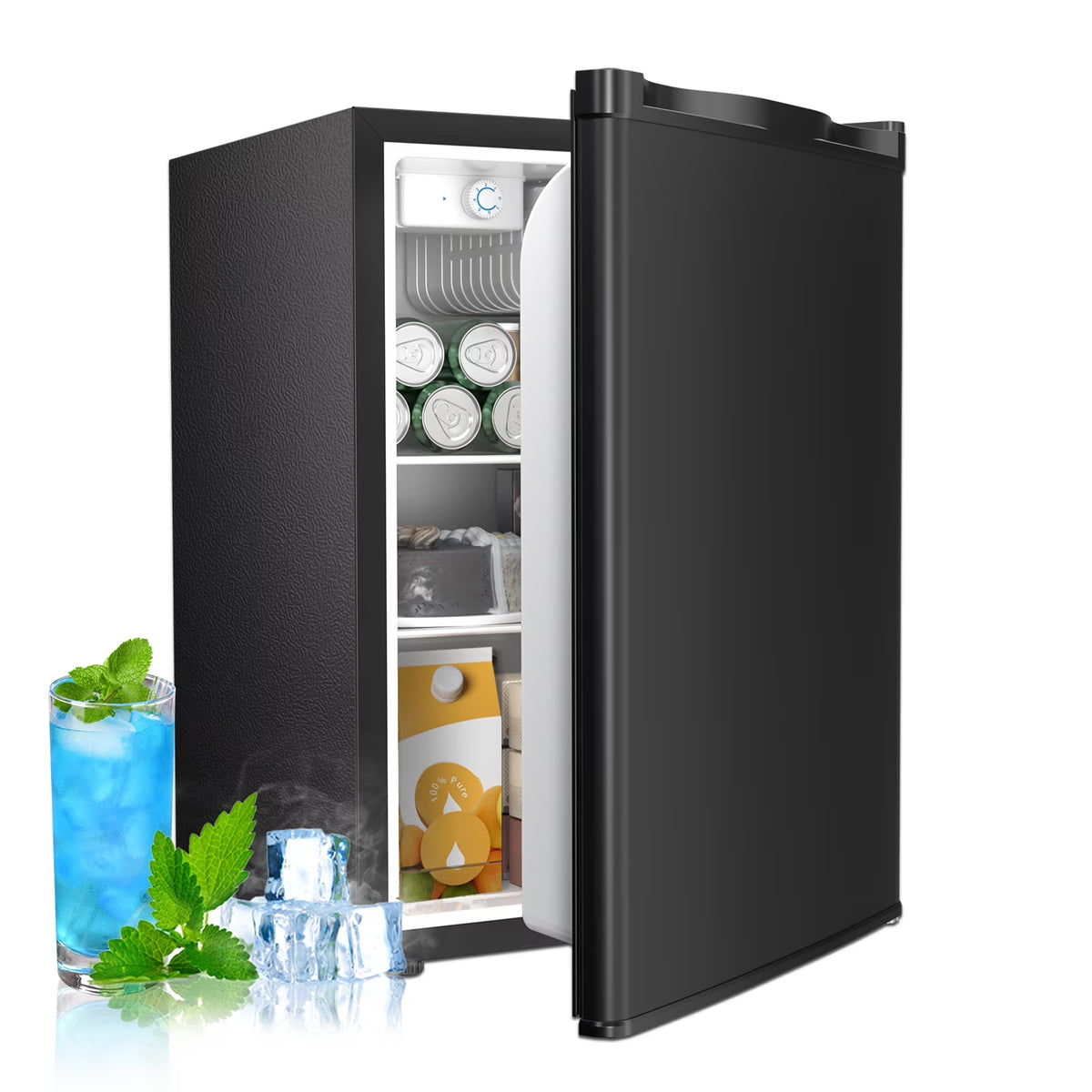 WAA 2.6 Cu.ft Mini Fridge with Freezer, Single Door Compact Refrigerator BLACK