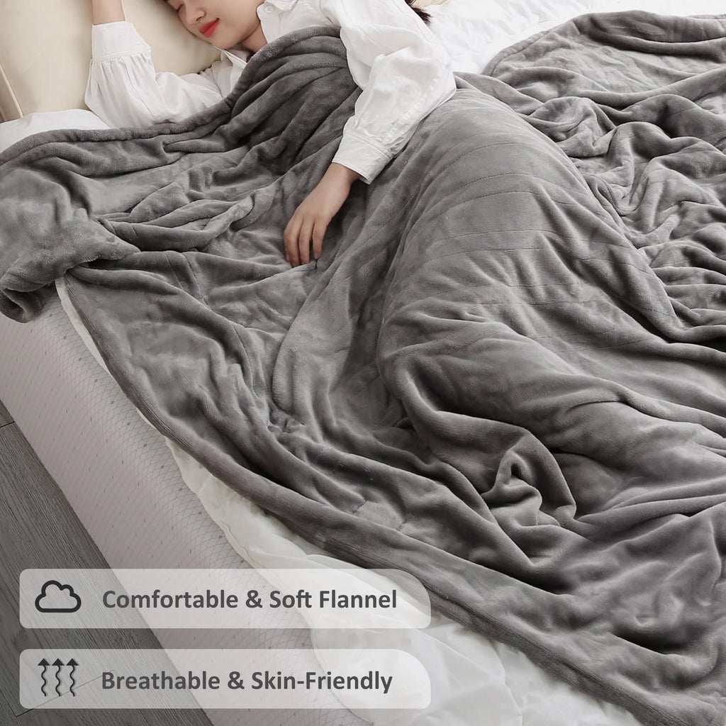 MARNUR Electric Heated Blanket Twin Size 62" x 84" with 4 Heating Levels, 10H Auto - Off, Machine Washable - Gray