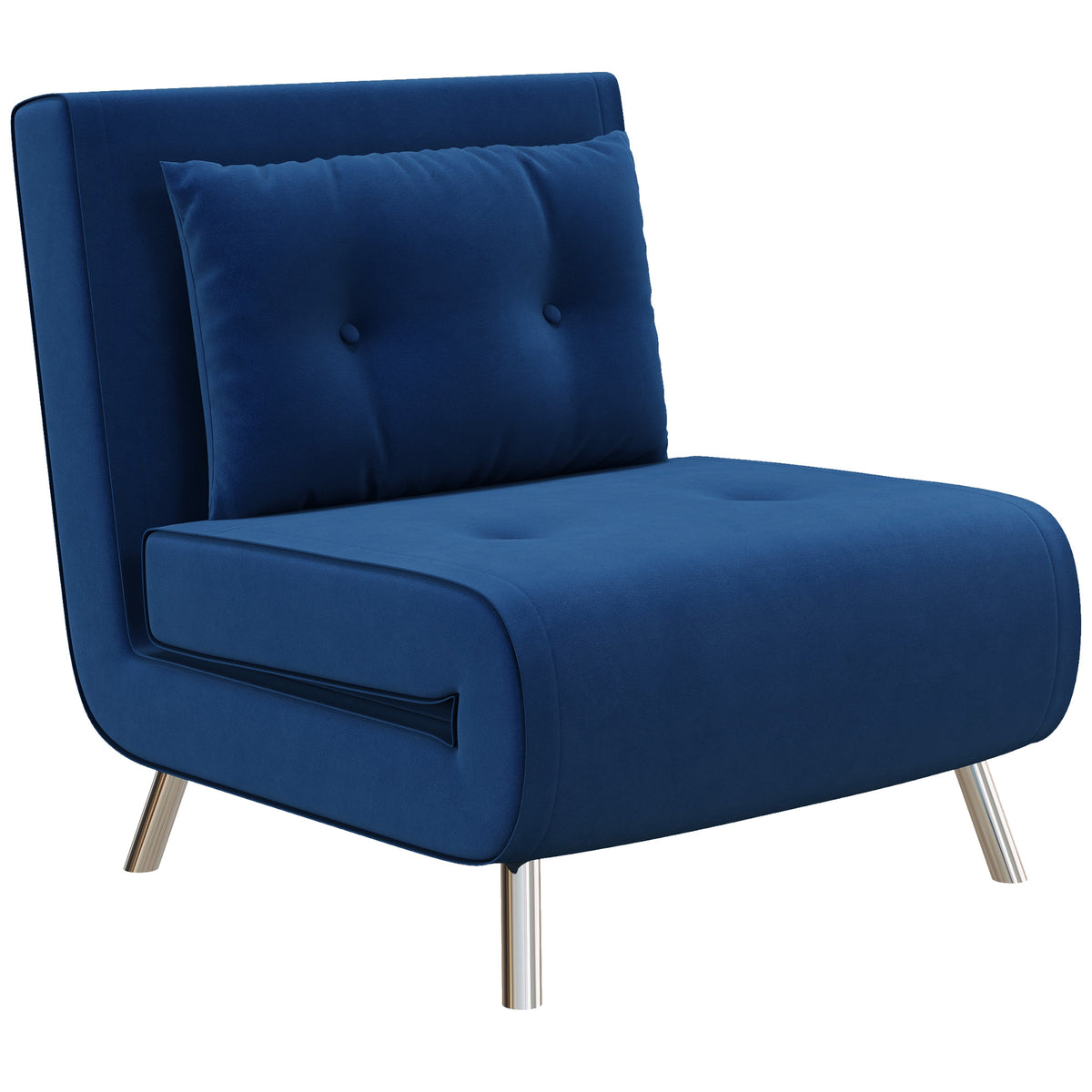 HOMCOM Liegesessel Sessel mit Liegefunktion Schlafsessel, Knopfheftung, Leinenoptik, 77 cm x 88 cm x 83 cm, Blau