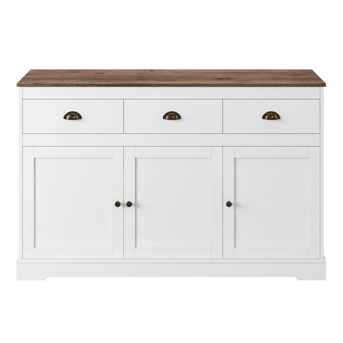 Homfa Sideboard Storage Cabinet with 3 Drawers & 3 Doors, 53.54'' Wide Buffet Cabinet for Dining Room, White