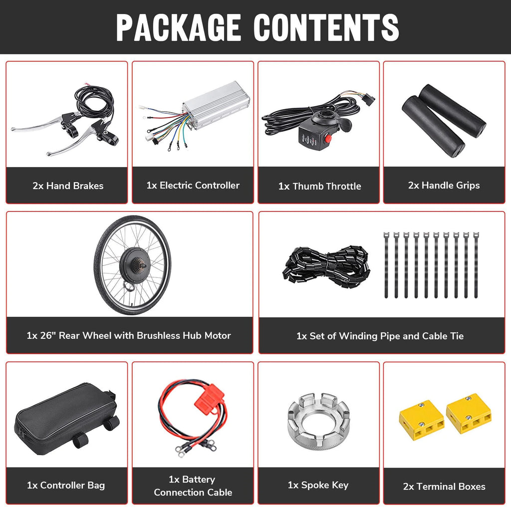 Yescom Electric Bike Conversion Kit 48V 1000W 26" Front Wheel E - Bike Conversion Kit Dual Mode Controller