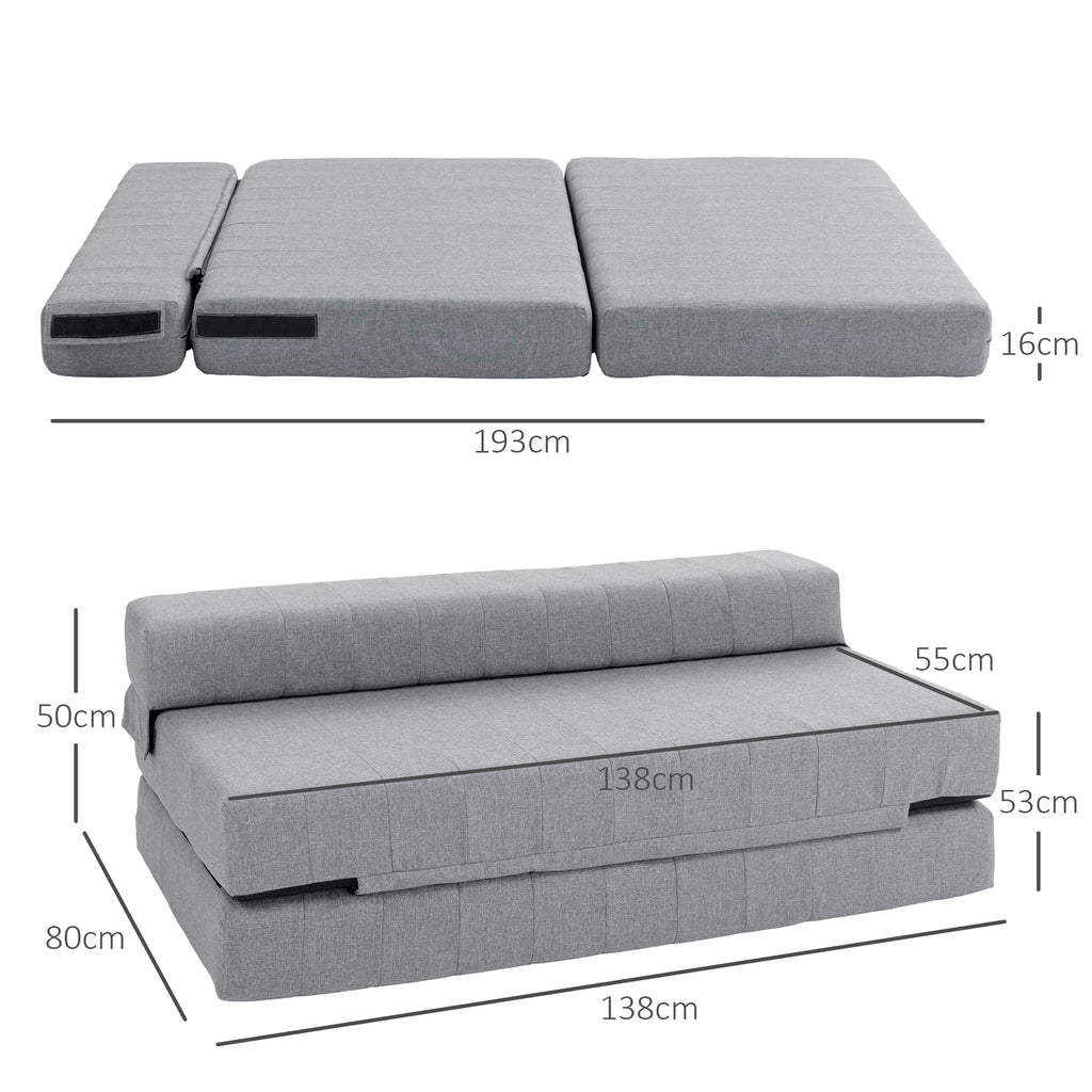 HOMCOM Klappsessel mit Bettfunktion, Gästebett, faltbar, bis 250 kg, 138x80x50 cm, Grau