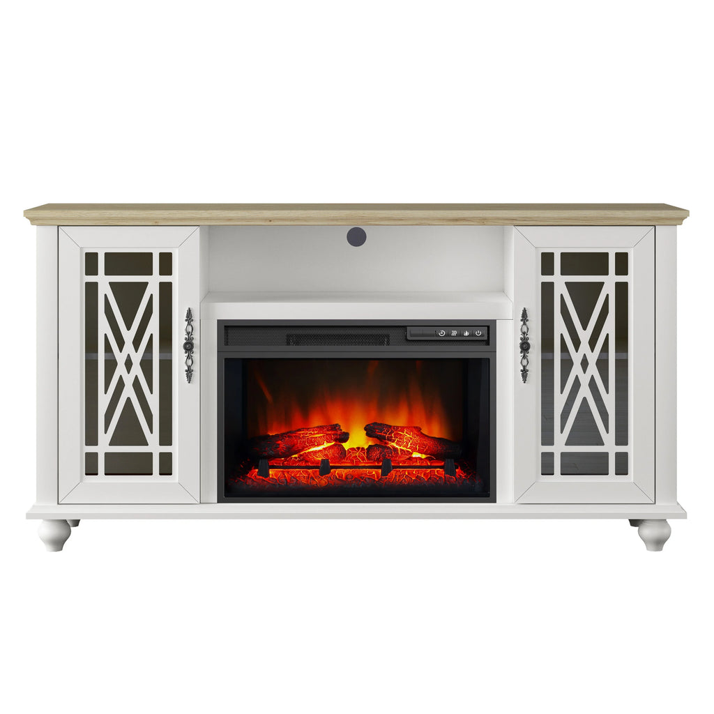 FESTIVO Elegant 61" TV Stand with Fireplace - Green