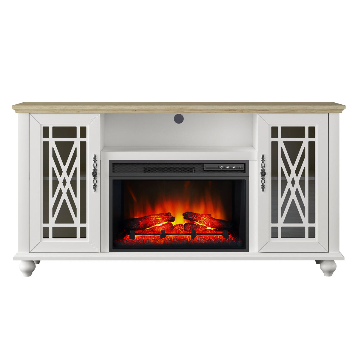 FESTIVO Elegant 61" TV Stand with Fireplace - Green