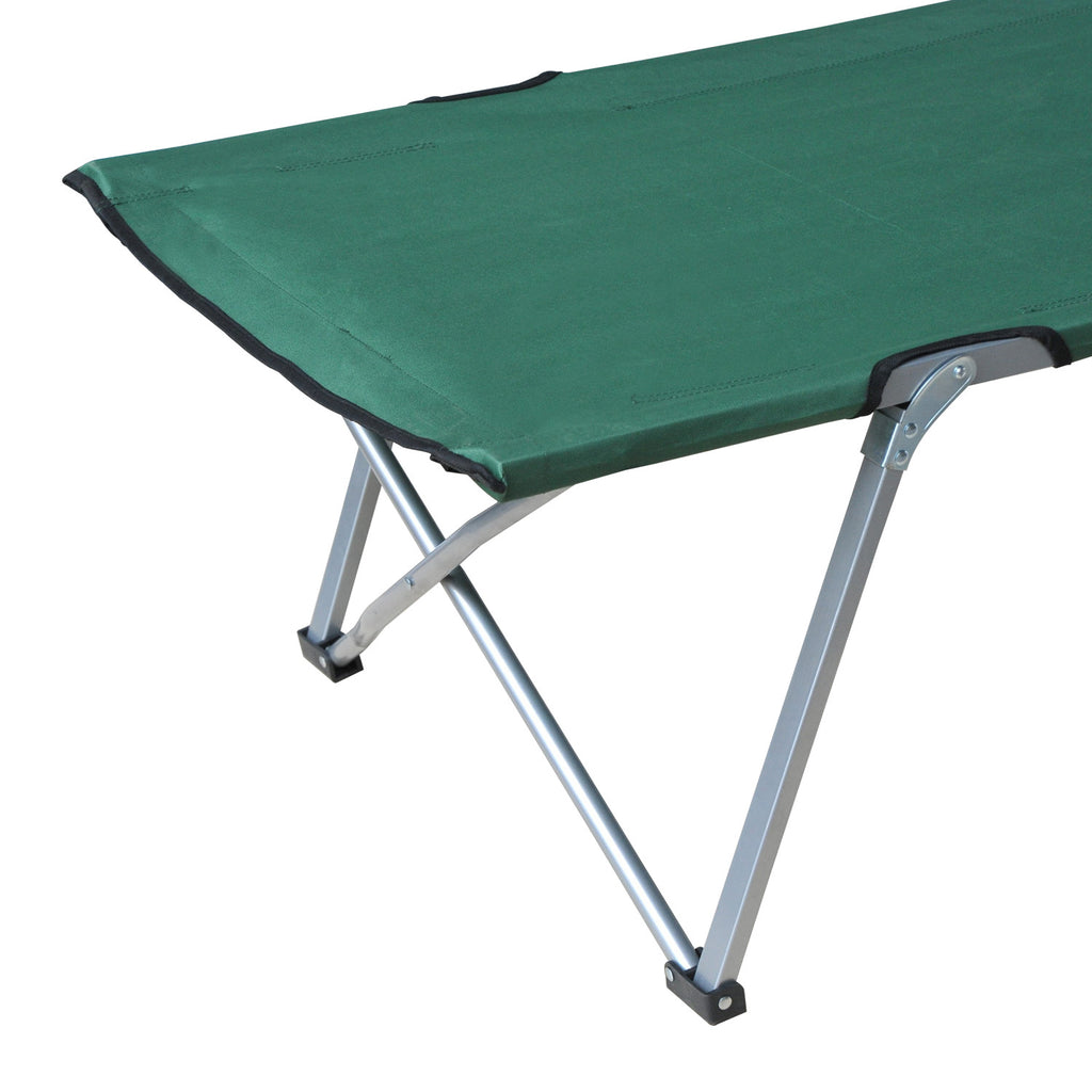 Outsunny Feldbett, Klappbett 193 x 64 x 40 cm mit Transporttasche aus Oxford-Polyester Metall in Grün und Grau