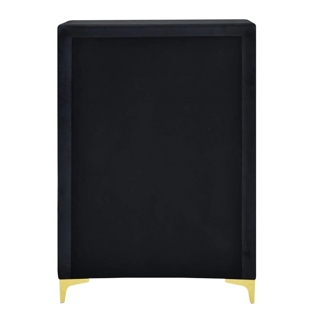 Better Home Products Monique Velvet Upholstered 5 - Drawer Chest in Black