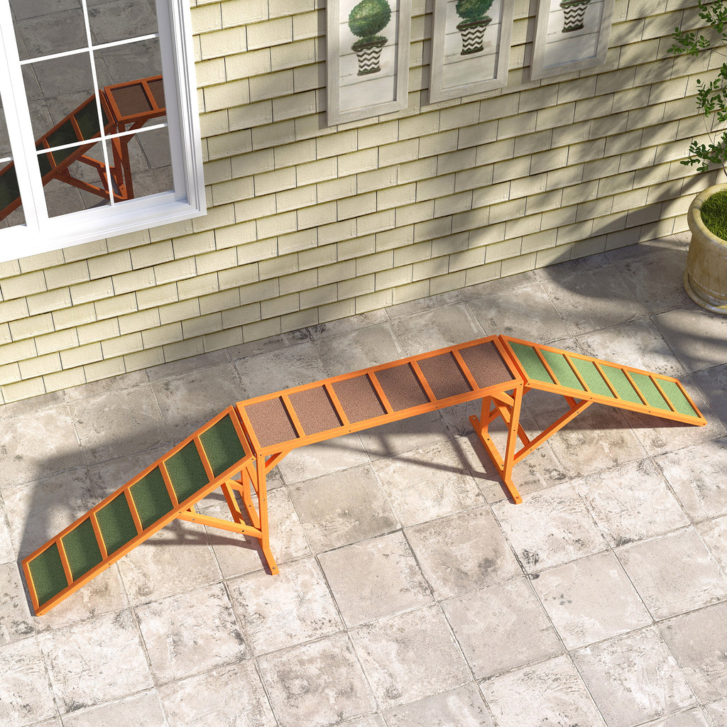 PawHut Agility Hunderampe, Parcours, rutschfest, wetterfest, Holz, 325 x 55 x 69 cm, Orange