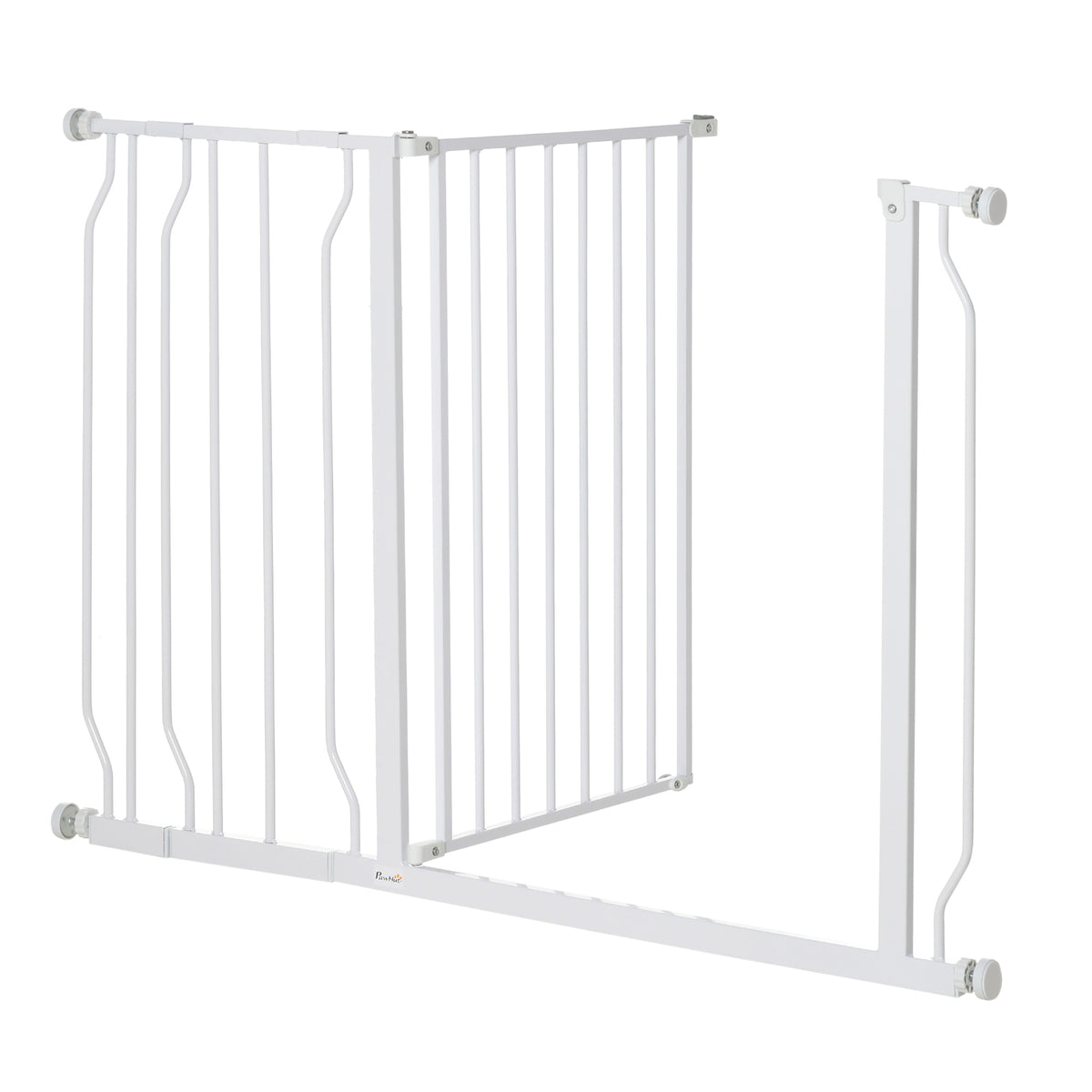 PawHut Hunde-Absperrgitter, Klemmmontage, verstellbare Länge, Stahl/ABS, 75-115 x 76cm, Weiß