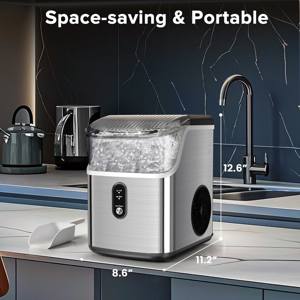 Auseo Nugget Ice Maker Countertop, Pebble Ice Maker Machine with 35 lb/24H Soft Ice, Self - Cleaning, for Home/Kitchen/Office (Black)