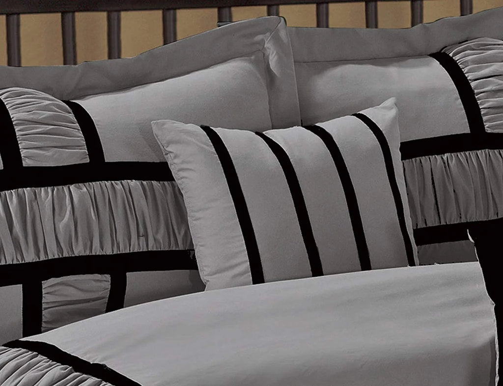 HIG Gray 7 Piece Bed in a Bag Comforter Set, Queen Bed Sets for Adults