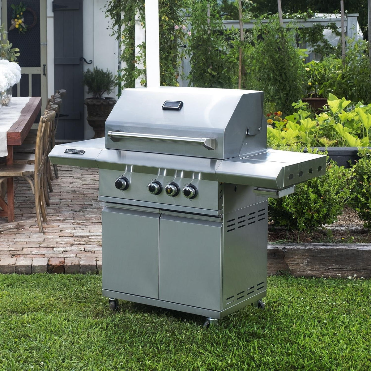 3-Burner Propane Gas Grill With Infrared Side Burner - BBQ-VCT3BSB-LP