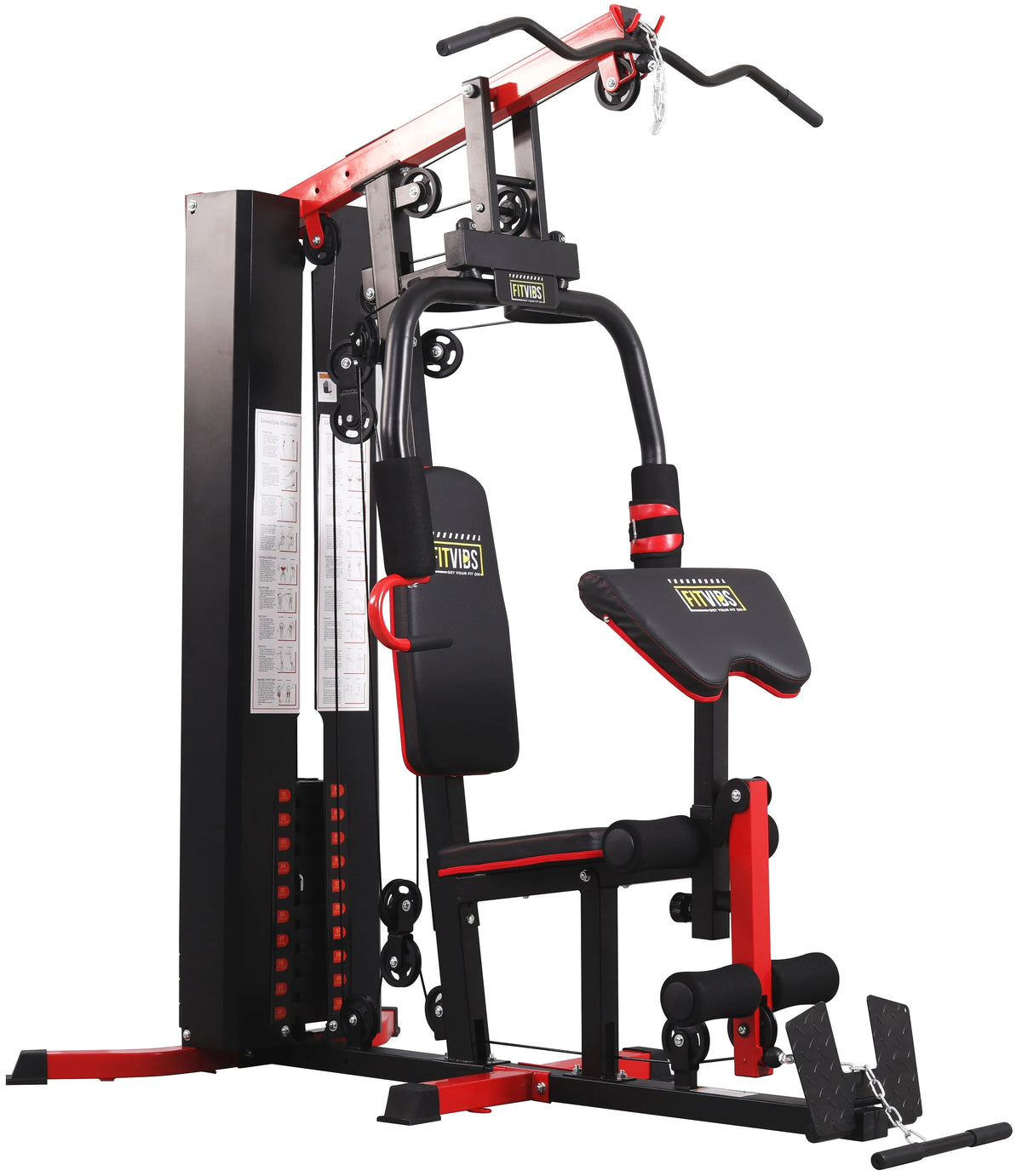 Fitvids LX750 Home Gym System Workout Station with 330 lb of Resistance, 122.5 lb Weight Stack, One Station, Comes with Installation Instruction Video, Ships in 5 Boxes