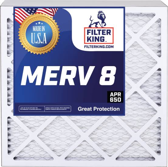 Filter King 20x25x1 Air Filters | 6 Pack | MERV 8 HVAC Pleated AC Furnace Filters, Increases Air Quality | Actual Size 19.75x24.75x1