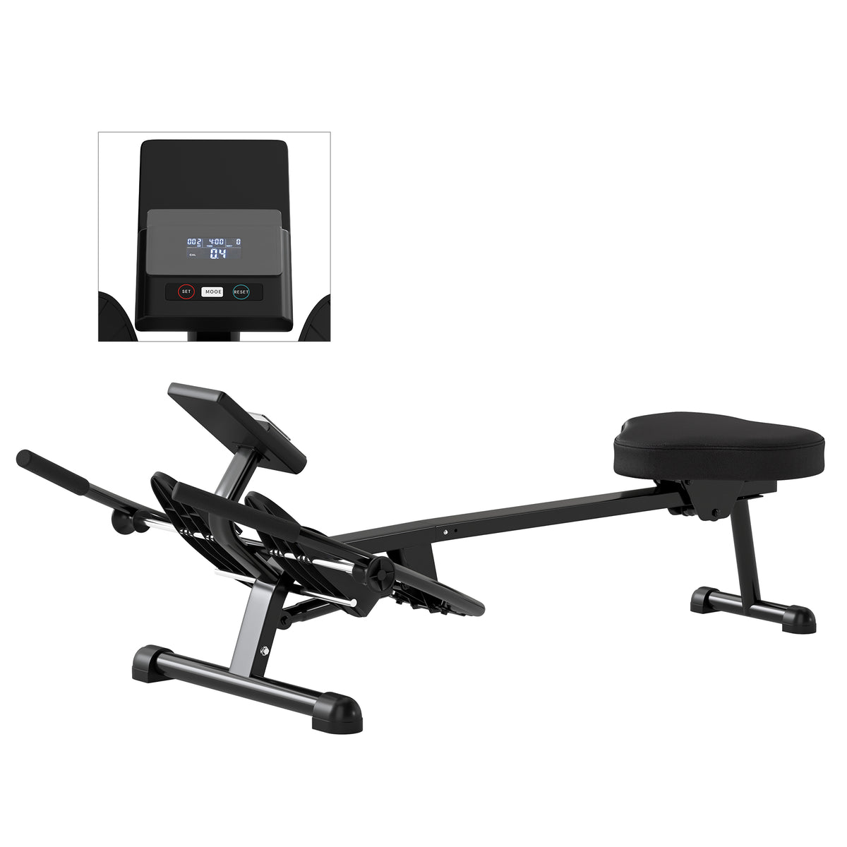 SPORTNOW Rudergerät mit 12 Stufen hydraulischem Widerstand, LCD-Bildschirm für Cardio-Training zu Hause, maximale Belastung 130 kg, Schwarz