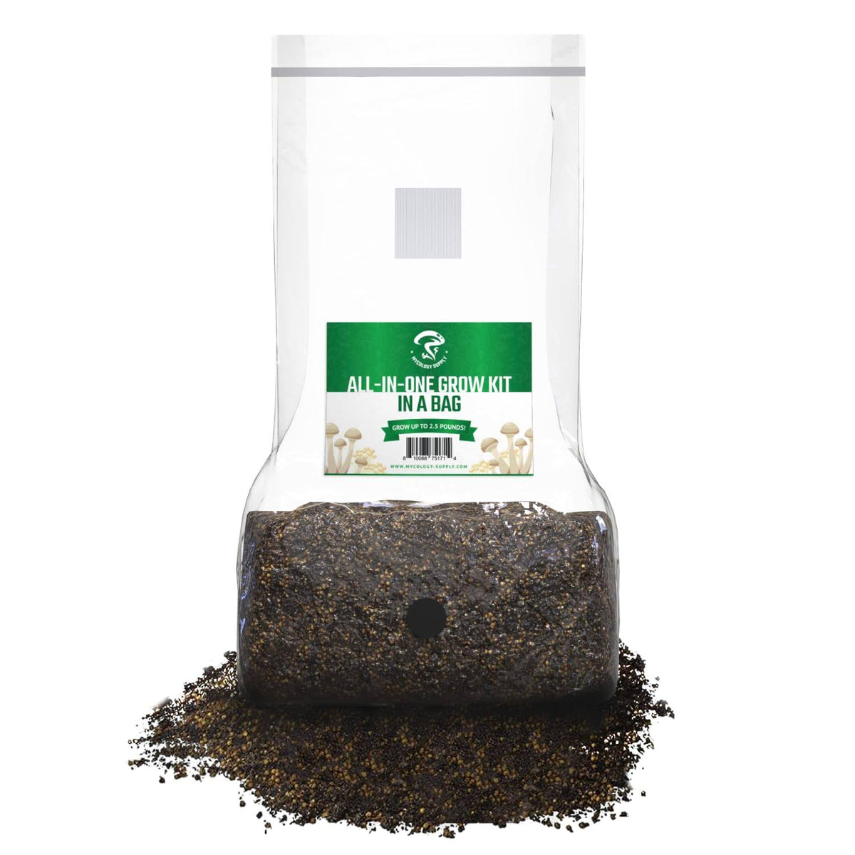 All-in-One Mushroom Grow Bag 5 Pounds - Sterilized Mushroom Media with Injection Port. 1 Bag