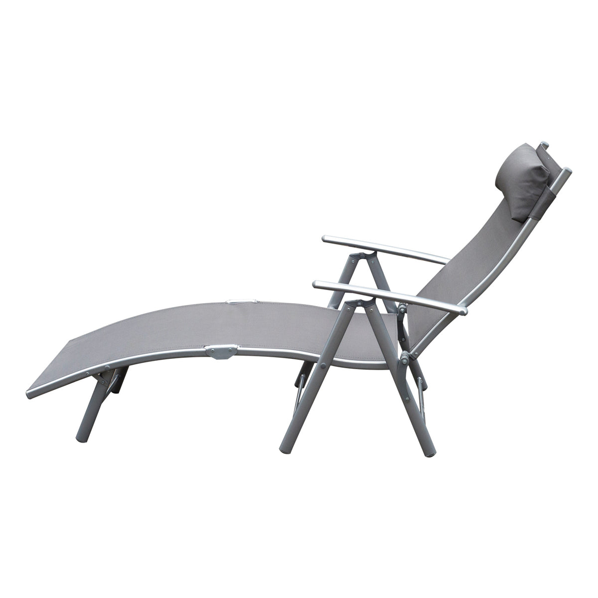Outsunny Sonnenliege klappbar Strandliege mit Kissen Liegestuhl mit 7-Fach verstellbare Rückenlehne Gartenliege Relaxliege Gartenstuhl bis 165 kg belastbar, für Garten Urlaub Outdoor Strand Pool, Grau